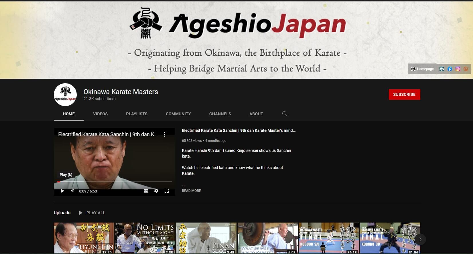 YouTube channel “Okinawa Karate Masters”